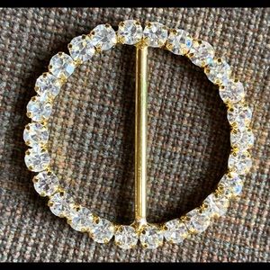 Round gold buckle rhinestone belt buckle slider